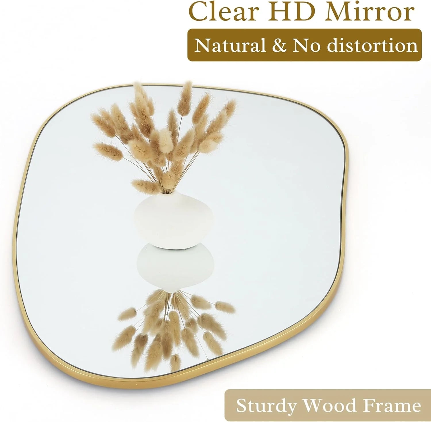 Irregular Wall Mirror Asymmetrical Mirror, 28''X20'' Black Wood Framed Mirror for Bathroom Bedroom Living Room Entryway, Decorative Modern Wall Decor, Wall Mounted Mirror (Black, 28''X20'')