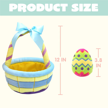 8 Pcs Premade Easter Basket with Easter Plushes for Baby Kids Girls, Easter Basket Stuffers Plushies Playset, Easter Gifts Set, Easter Toys Easter Party Favors, Easter Decor