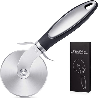 Pizza Cutter Wheel,  Food Grade Stainless Steel Super Sharp Pizza Cutter, Heavy Duty Pizza Slicer Wheel Cutter with Non Slip Handle and Finger Protector