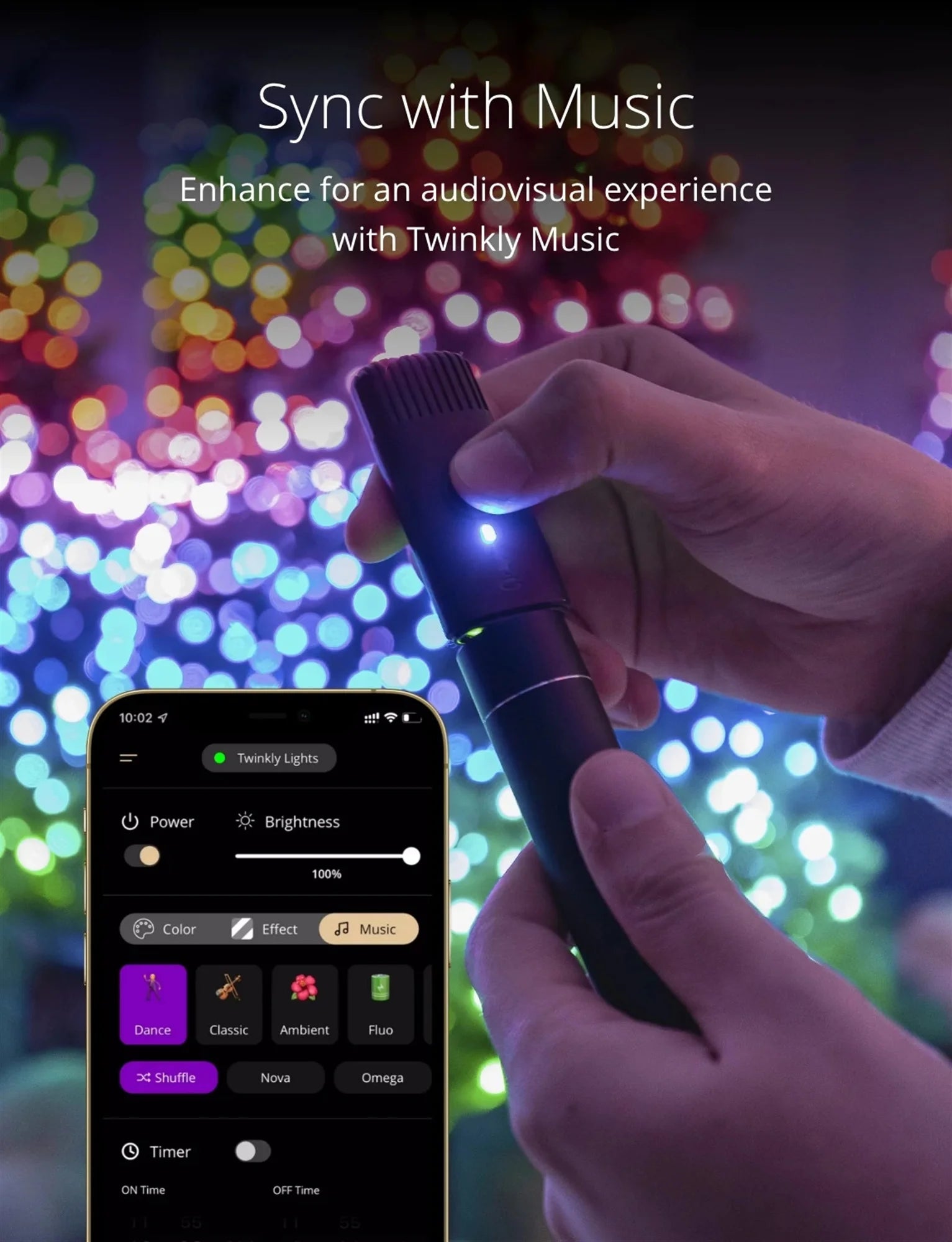 Strings App Controlled Green Wire Christmas Light String Indoor and Outdoor Smart Home Lighting Decoration, Multicolor, 100 RGB LED, 26.2Ft